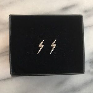 Tiny Pavé Diamond Lightening Bolt Earrings (pair)